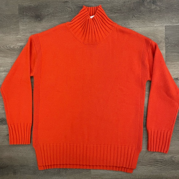 Comptoir des Cotonniers France Orange Wool High Neck Sweater Womens Pullover - Picture 4 of 13